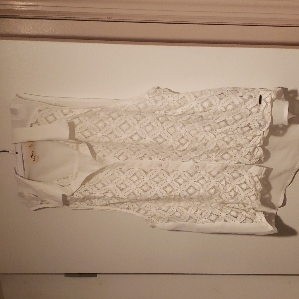 Hollister top, size large lace front, completely sheer, like new